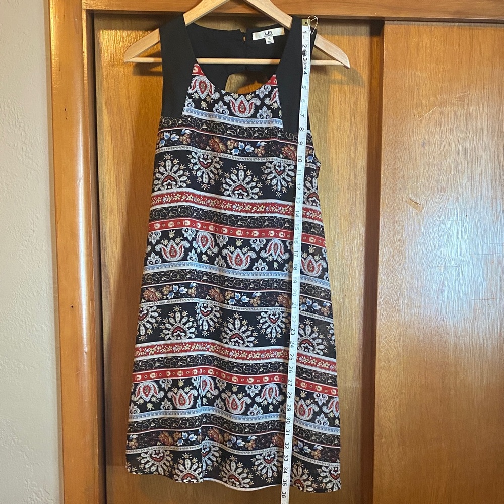 Ya Los Angeles Womens Mini Dress Small Paisley Patterned Vintage Black Blue Red - Picture 7 of 7